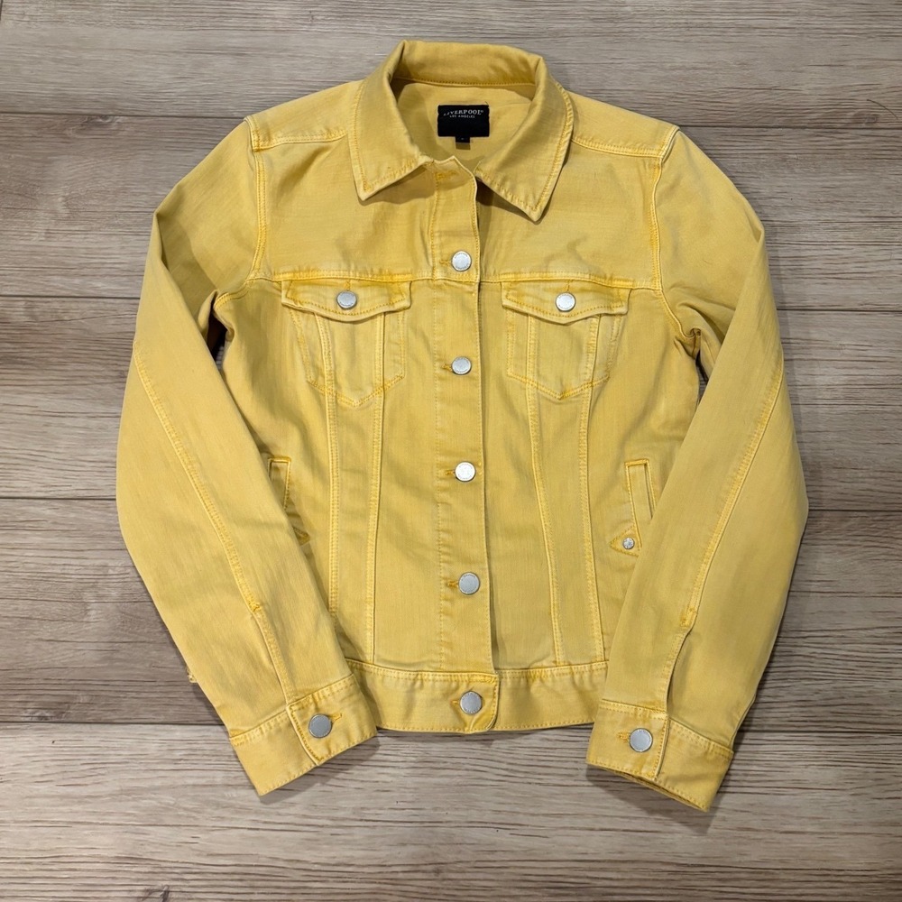 Liverpool Los Angeles Golden Yellow Denim Trucker Jacket Womens Small XM1004WF